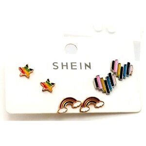 Stars Hearts Rainbow Post Earrings 3 Pairs Pride